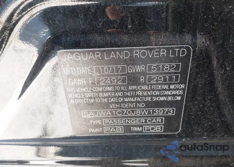 2018 Jaguar Xj R-Sport from USA, damaged, VIN SAJWA1C70J8W13973